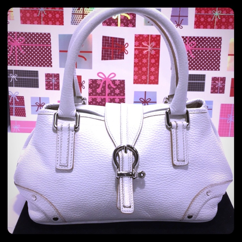 Vintage BURBERRY OFF WHITE Leather Handbag - Picture 6 of 8